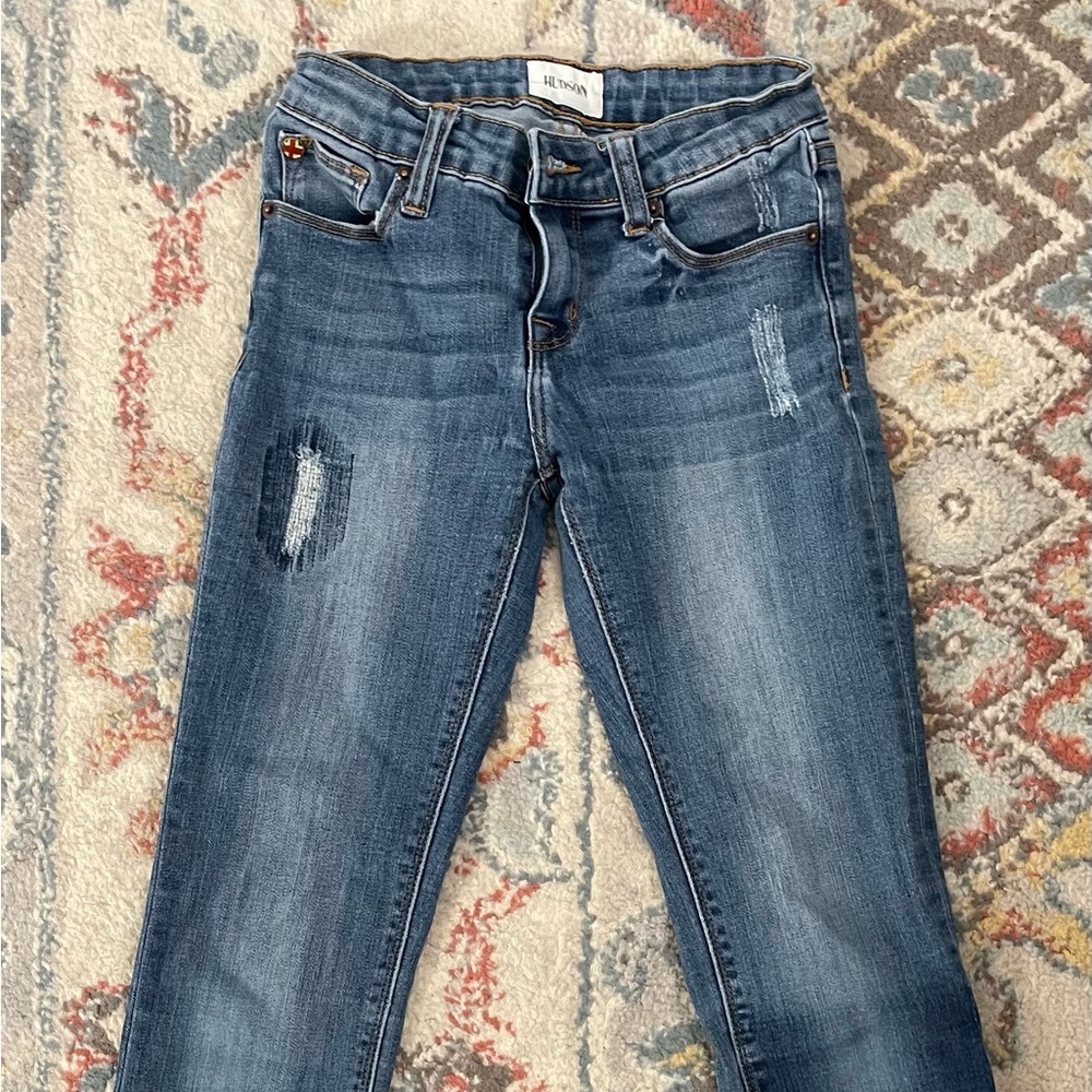 Hudson Jeans Blue Distressed Straight Leg